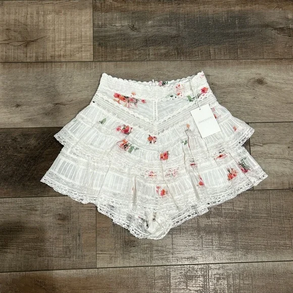 Zimmermann heathers pintuck frill floral mini shorts - Picture 3 of 6